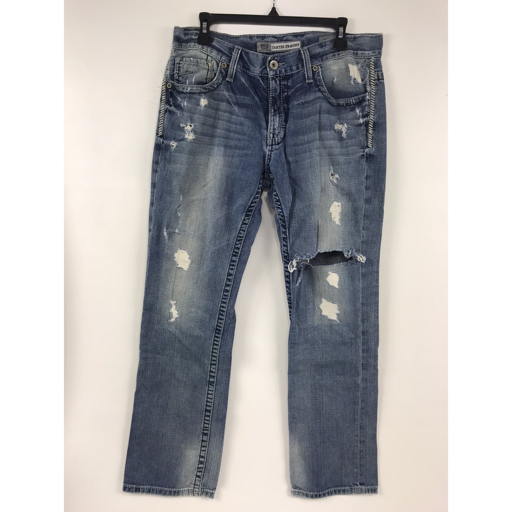 Buckle BKE CARTER STRAIGHT Ripped Distressed Jeans Size 33 R (Measures‎ 34x31)